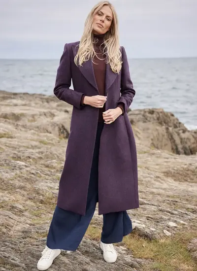 Herringbone Tweed Longline Coat 